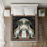 Faya Tiger Cotton Blend Blanket Throw in Black and Brown, laid flat