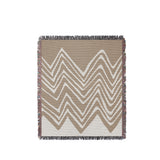 Addai Abstract Triangle Pattern Blanket Throw in Beige, full view