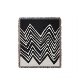 Addai Abstract Triangle Pattern Blanket Throw in Black, full view