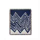 Addai Abstract Triangle Pattern Blanket Throw in Navy Blue, full view