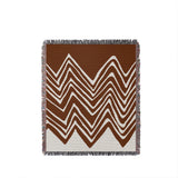 Addai Abstract Triangle Pattern Blanket Throw in Rust Brown, full view
