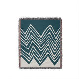 Addai Abstract Triangle Pattern Blanket Throw in Teal, full view