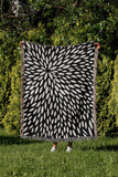 Addy Floral Cotton Throw Blanket in Black, outdoors