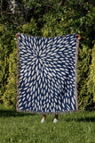 Addy Floral Cotton Throw Blanket in Blue, outdoors