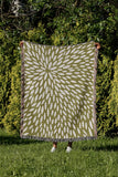 Addy Floral Cotton Throw Blanket in Chartreuse, outdoors