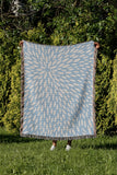 Addy Floral Cotton Throw Blanket in Sky, outdoors