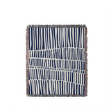 Afia Tribal Cotton Throw Blanket in Navy Blue, full view