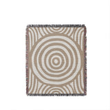 Alaka Circles Cotton Throw Blanket in Beige, full view