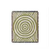 Alaka Circles Cotton Throw Blanket in Chartreuse, full view