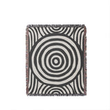 Alaka Circles Cotton Throw Blanket in Gray, full view