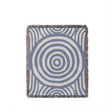Alaka Circles Cotton Throw Blanket in Light Blue, full view