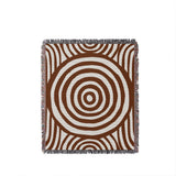 Alaka Circles Cotton Throw Blanket in Rust Brown, full view