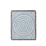 Alaka Circles Cotton Throw Blanket in Sky Blue, full view