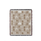 Anala Abstract Cotton Throw Blanket in Beige, full view