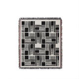 Anala Abstract Cotton Throw Blanket in Black, full view