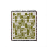 Anala Abstract Cotton Throw Blanket in Chartreuse, full view