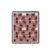 Anala Abstract Cotton Throw Blanket in Red, full view