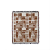 Anala Abstract Cotton Throw Blanket in Rust Brown, full view