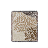 Arlo Floral Burst Cotton Throw Blanket in Beige, full view