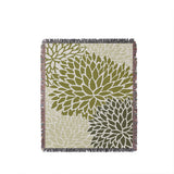 Arlo Floral Burst Cotton Throw Blanket in Chartreuse, full view