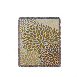 Arlo Floral Burst Cotton Throw Blanket in Dull Gold, full view