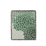 Arlo Floral Burst Cotton Throw Blanket in Green, full view