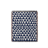 Asaba Abstract Cotton Throw Blanket in Navy Blue, full view