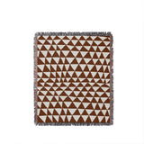 Asaba Abstract Cotton Throw Blanket in Rust Brown, full view
