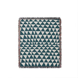 Asaba Abstract Cotton Throw Blanket in Teal, full view