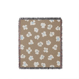 Atia Cheetah Print Cotton Throw Blanket in Beige and Blue, full view