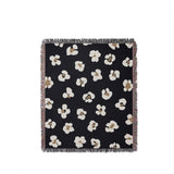 Atia Cheetah Print Cotton Throw Blanket in Black and Beige, full view