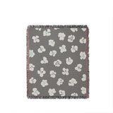 Atia Cheetah Print Cotton Throw Blanket in Gray and Blue, full view