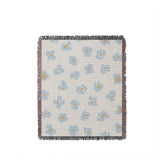 Atia Cheetah Print Cotton Throw Blanket in Light Blue and Beige, full view