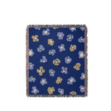 Atia Cheetah Print Cotton Throw Blanket in Navy Blue and Beige, full view