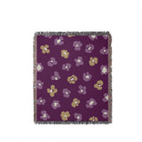 Atia Cheetah Print Cotton Throw Blanket in Purple and Beige, full view