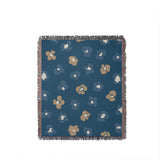 Atia Cheetah Print Cotton Throw Blanket in Teal and Beige, full view