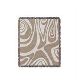 Binitie Zebra Print Cotton Throw Blanket in Beige, full view