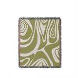 Binitie Zebra Print Cotton Throw Blanket in Chartreuse, full view