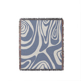 Binitie Zebra Print Cotton Throw Blanket in Light Blue, full view