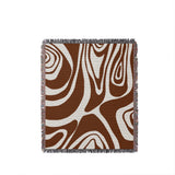 Binitie Zebra Print Cotton Throw Blanket in Rust Brown, full view