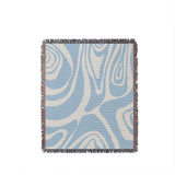 Binitie Zebra Print Cotton Throw Blanket in Sky Blue, full view