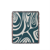 Binitie Zebra Print Cotton Throw Blanket in Teal, full view