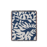 Booker Floral Cotton Throw Blanket in Blue, full view
