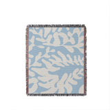 Booker Floral Cotton Throw Blanket in Sky, full view
