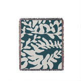 Booker Floral Cotton Throw Blanket in Teal, full view