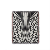 Buga Abstract Print Cotton Throw Blanket in Black, full view