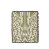 Buga Abstract Print Cotton Throw Blanket in Chartreuse, full view