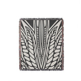Buga Abstract Print Cotton Throw Blanket in Gray, full view