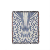 Buga Abstract Print Cotton Throw Blanket in Light Blue, full view