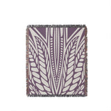Buga Abstract Print Cotton Throw Blanket in Purple, full view